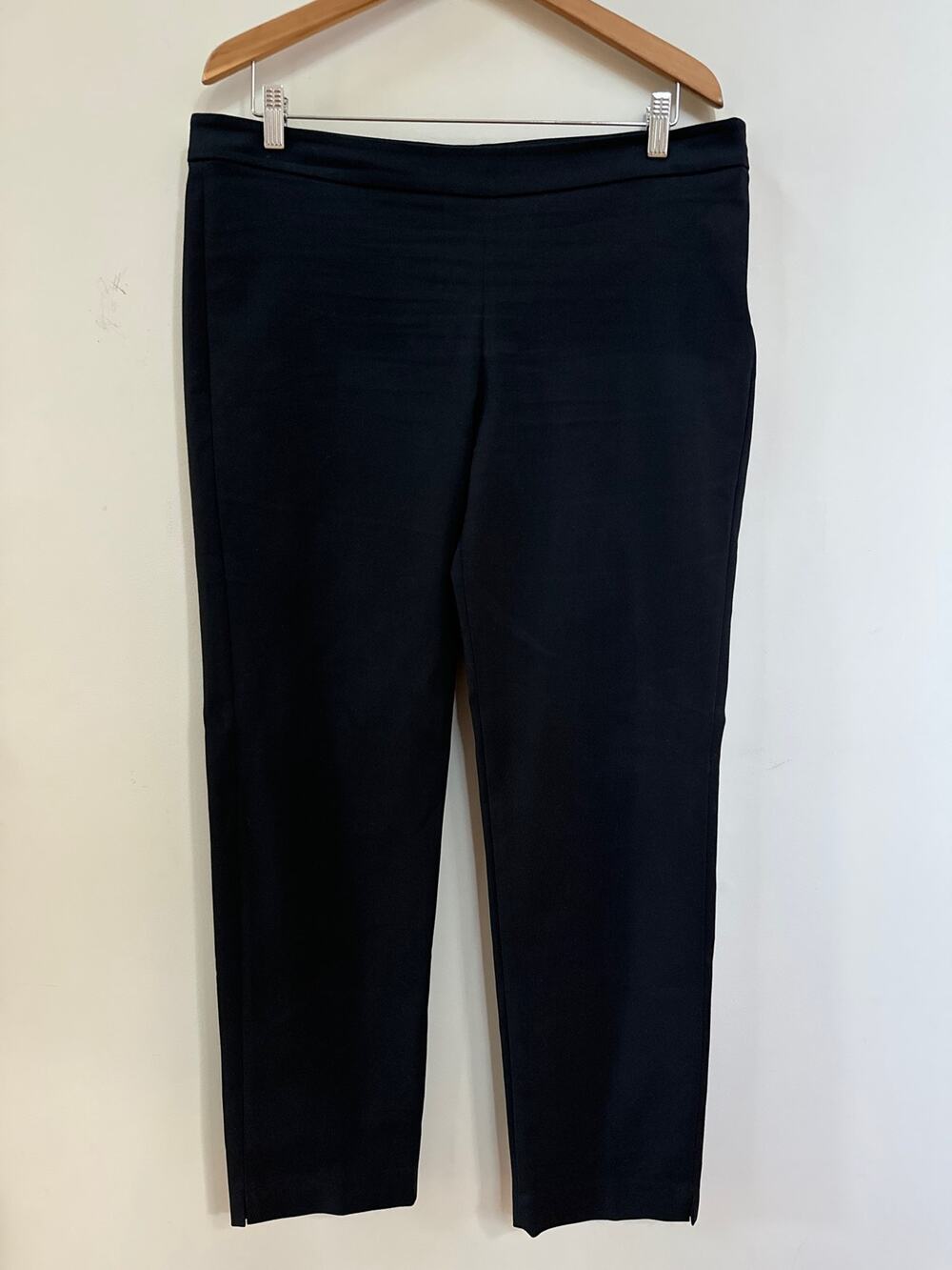QL2  Quelledue Womens Black Dress Office Pants Side Zipper Straight Leg EUR 52